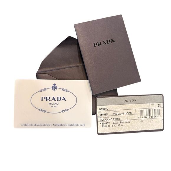 Prada Viola, Fuoco & Black Saffiano Leather Face Art Bag - Picture 5 of 11